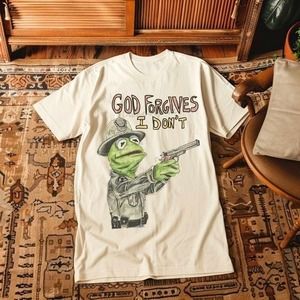 God Forgives I Don't Funny Frog Shirt, Retro Froggy Unisex T-shirt